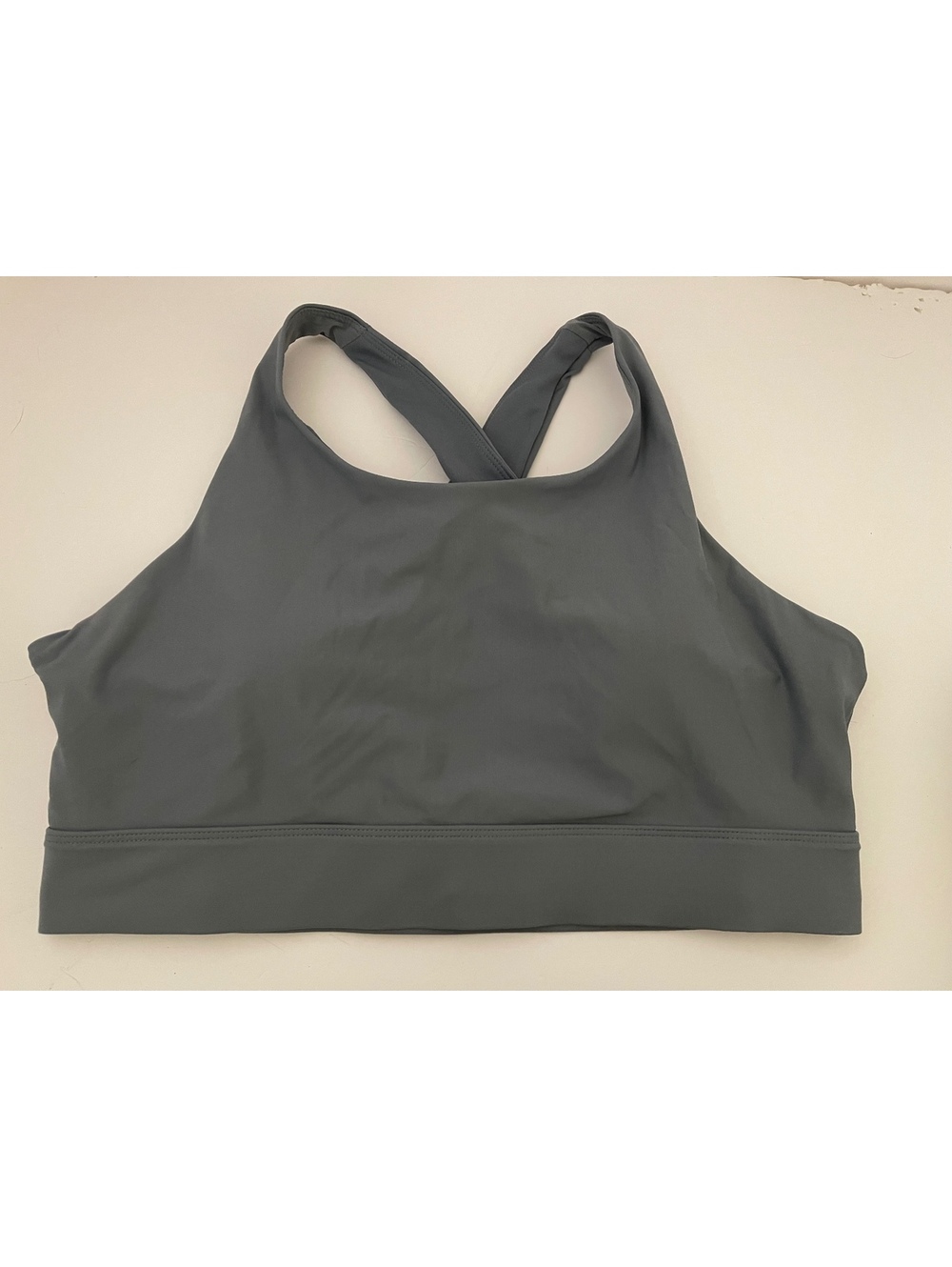 Fabletics Womens XL Gray Sports Bra Cross Back Wireless Athletic Workout